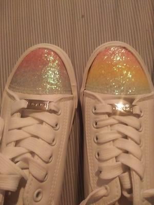 Bebe Youth Girls Low Top Sneaker With Glitter Toe Cap, Sizes