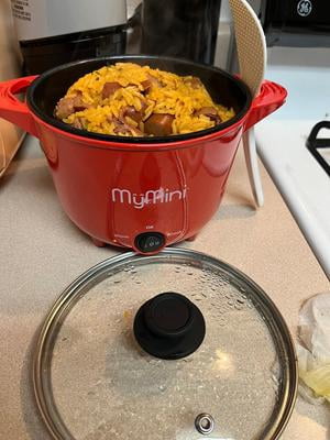 MyMini Electric Multi-Cooker Pot 32 oz Red Compact Food Steamer