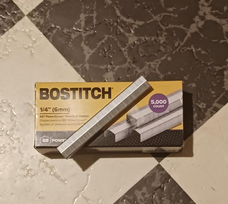 Bostitch B8 PowerCrown Staples - 1/4 Inch Leg Length, 3 Count Full-Strip Boxes