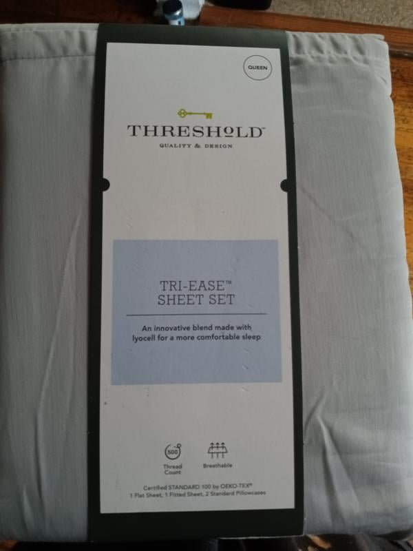 Threshold Queen Size 500 Thread Count Tri-Ease Bed Sheet Set in