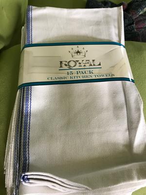 Zeppoli Classic Dish Towels - 15 Pack - 14 by 25 - 100% Cotton Kitchen  Towels - Reusable Bulk Cleaning Cloths - Blue Hand Towels - Super Absorbent  - Machine W…