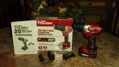 Hyper Tough 20V Max Lithium ion Cordless Drill 3 8 inch Chuck Variable Speed with 1.5Ah Lithium ion Battery and Charger Bit Holder LED Light Walmart