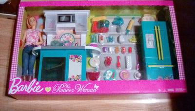Barbie Pioneer Woman Kitchen Set Teal Flowers Refrigerator Stove and  Accessories