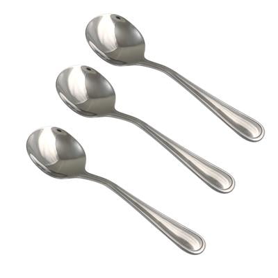 Mainstays Stainless Steel Soup Spoons 3 Pack, Silver, 7 Inch