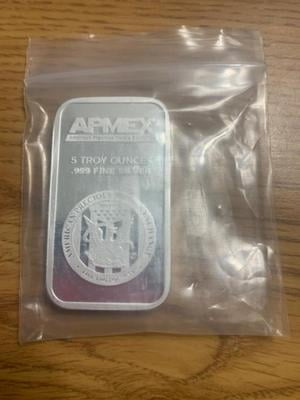 APMEX 5トロイオンス 999ファインシルバー約155g Buy 5 oz Silver Bar