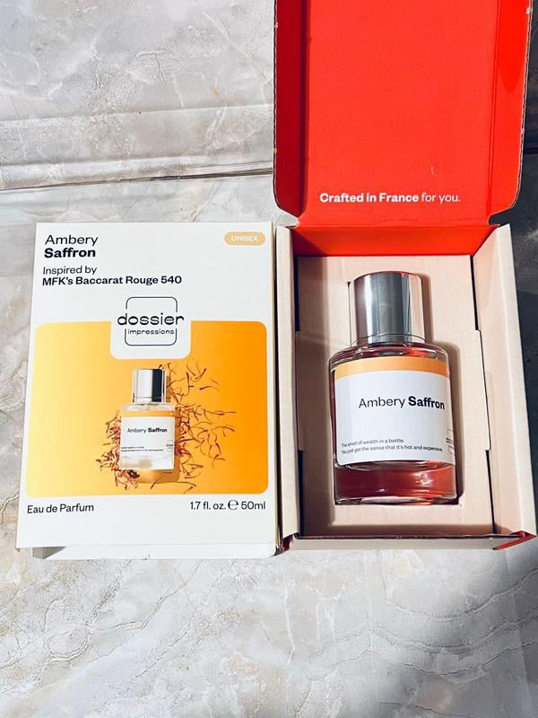 Dossier Ambery Saffron Eau De Parfum, Inspired by MFK's Baccarat