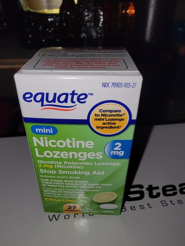 Equate Mini Nicotine Polacrilex Lozenge, 2 mg, Citrus, 27 Count