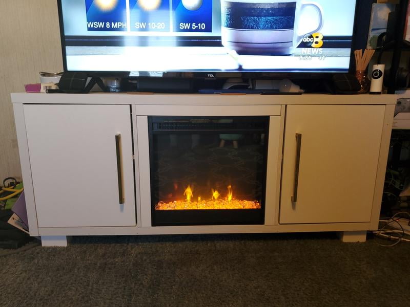 Shelby TV Stand Electric Fireplace by Cᶟ, White - Walmart.com