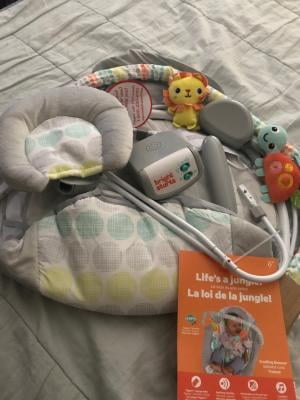 bright starts whimsical wild cradling bouncer seat with soothing vibration & melodies