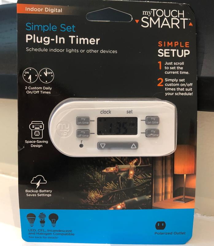 myTouchSmart Indoor Plug-In Simple Set Digital Bar Timer, White, 2