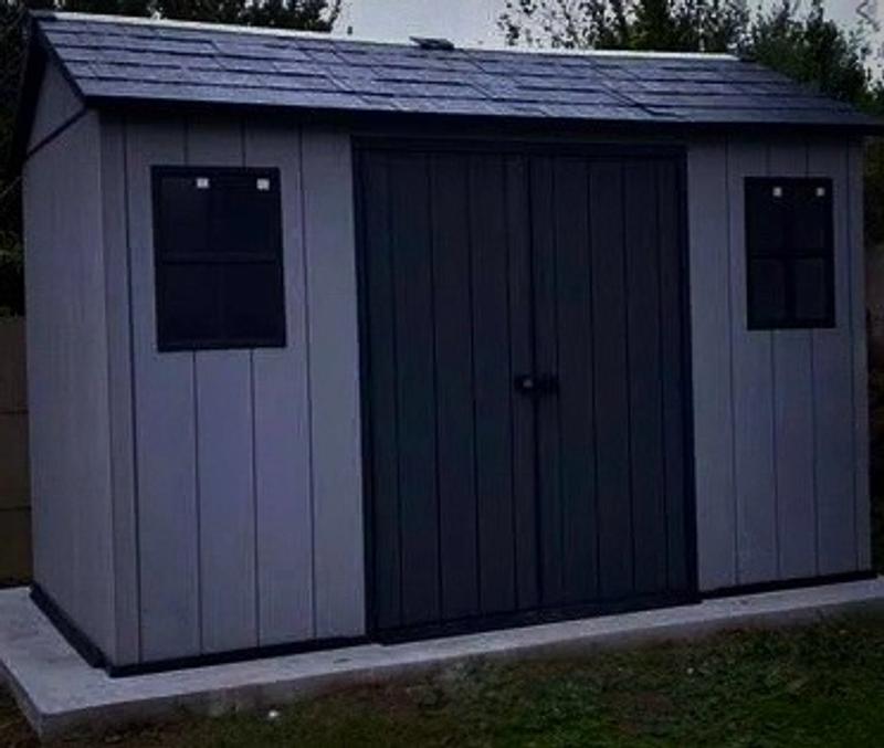Keter Oakland 11x7.5 Ft Outdoor Garden Tool Shed with Windows