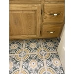 FloorPops Blue Ezra Peel & Stick Vinyl Floor Tiles – 12x12 Inches, 10 Tiles Per Pack (10 Sq. Ft.), Retro Art Deco Design, Water-Resistant