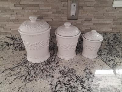 BIANCA LEAF 3PC CANISTER SET 10.25
