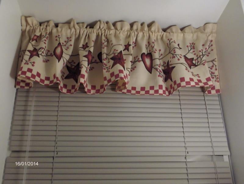 Collections Etc Country Heart Checkered Rod Pocket Window Valance 71 W X 14 L Red Collections Etc Country Heart Checkered