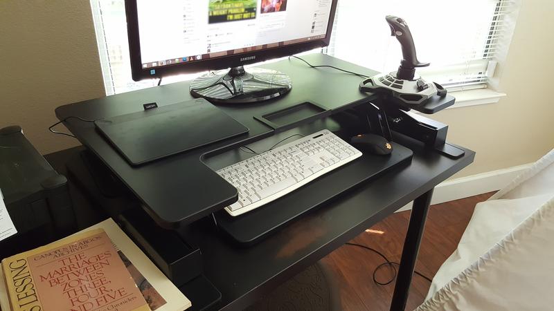 Height Adjustable Aeon Standing Desk 32 Wide Aeon 80010 Dual Monitors, Black 