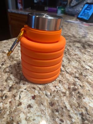 Ozark Trail 16 Ounce Collapsible Silicone Water Bottle with Carabiner  Orange 