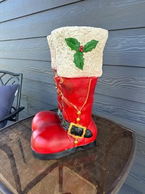 Santa's Boots Christmas Indoor/Outdoor Decoration, Red and White