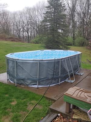 Bestway Power Steel 16 X 10 X 42 Oval Frame Swimming Pool Set With Pump Ladder And Cover Walmart Com Walmart Com