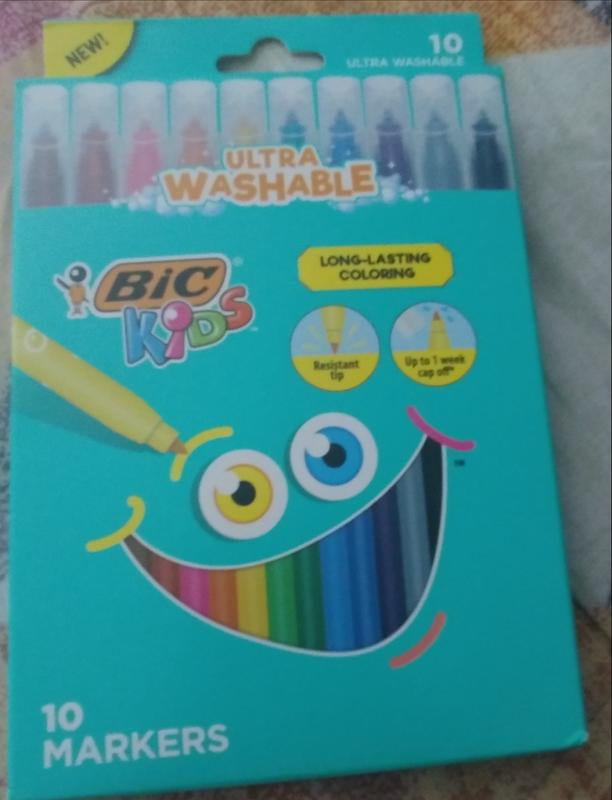 Bic Kids Ultra Washable Markers, Plastic Tube, Medium Bullet Tip, Assorted Colors, 20/Pack