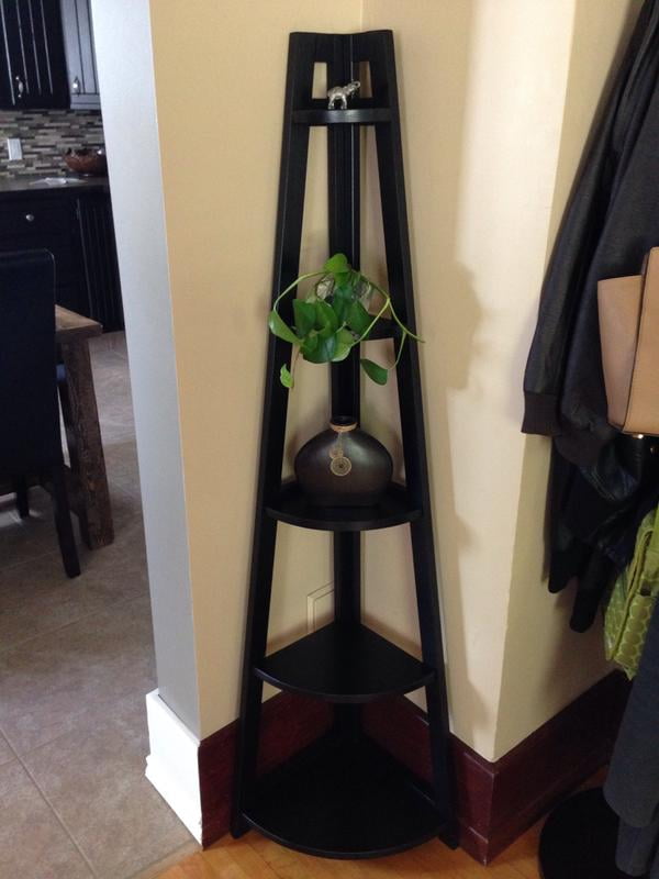 Winsome Wood Adam 5 Tier A Frame Corner Shelf Black Finish