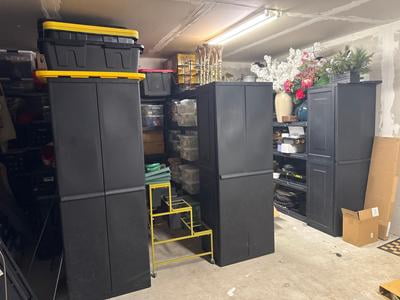 Hyper Tough Plastic 4-Shelf Garage Storage Utility Cabinet, Black