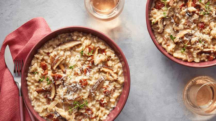 One-pot bacon and wild mushroom risotto