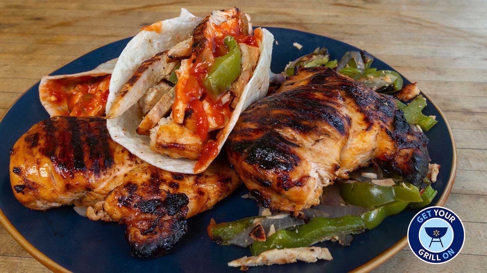 Grilled chicken fiesta fajitas
