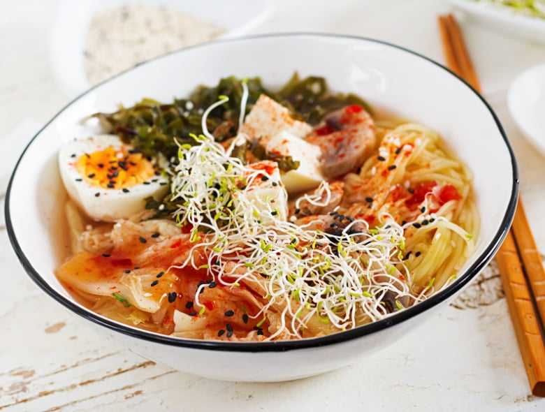 Turkey bacon and egg ramen