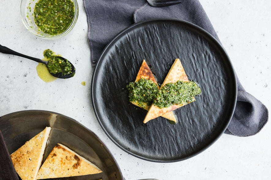 Seared tofu with chimichurri