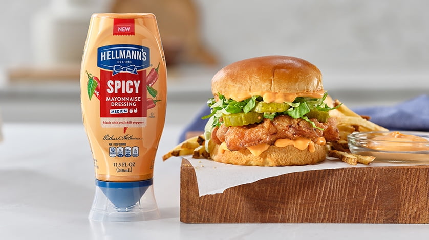 Spicy mayonnaise crispy chicken sandwich