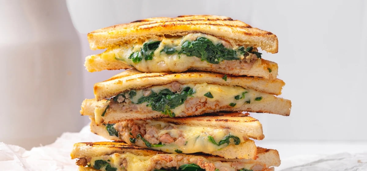 Breakfast sausage grilled cheese