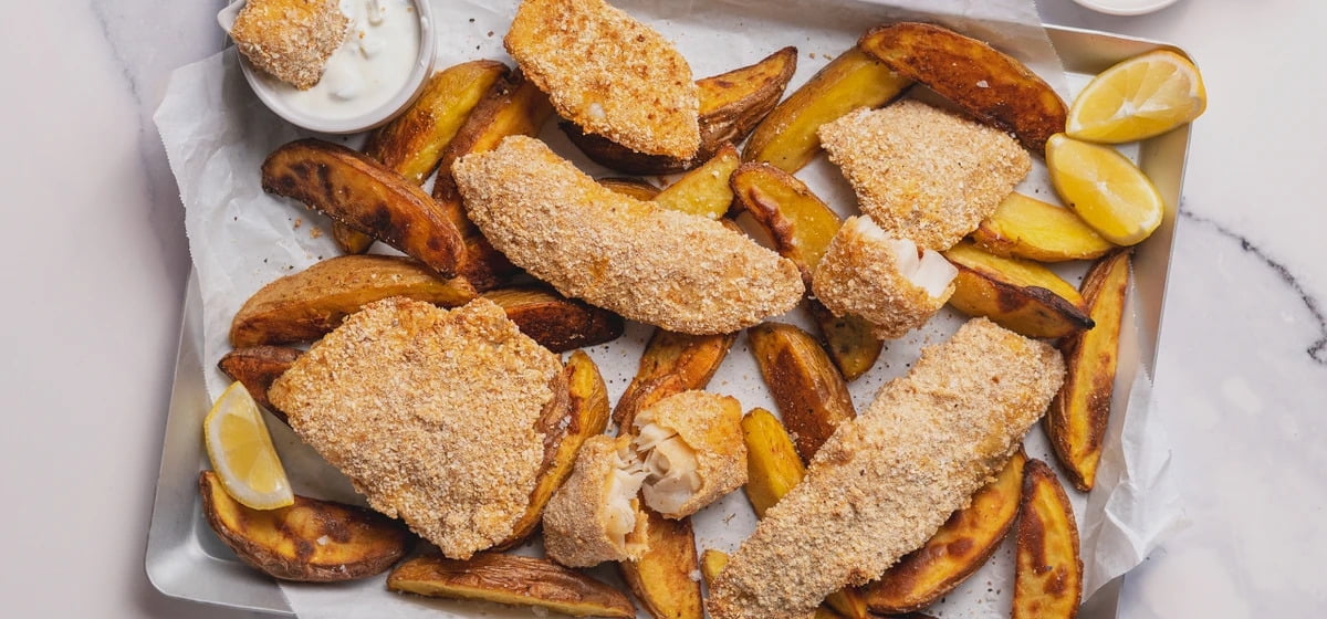 Sheet pan fish and chips Recipe