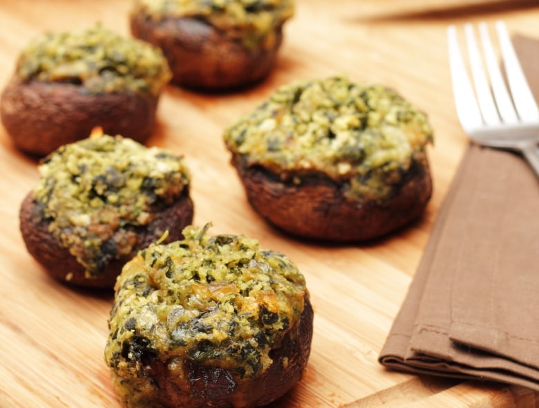 Spinach and feta stuffed mushrooms