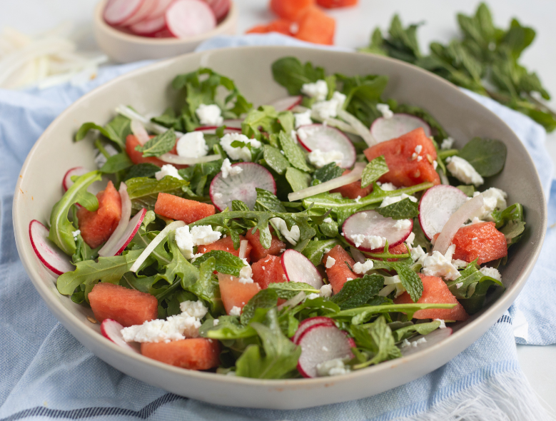 Radish & watermelon arugula salad