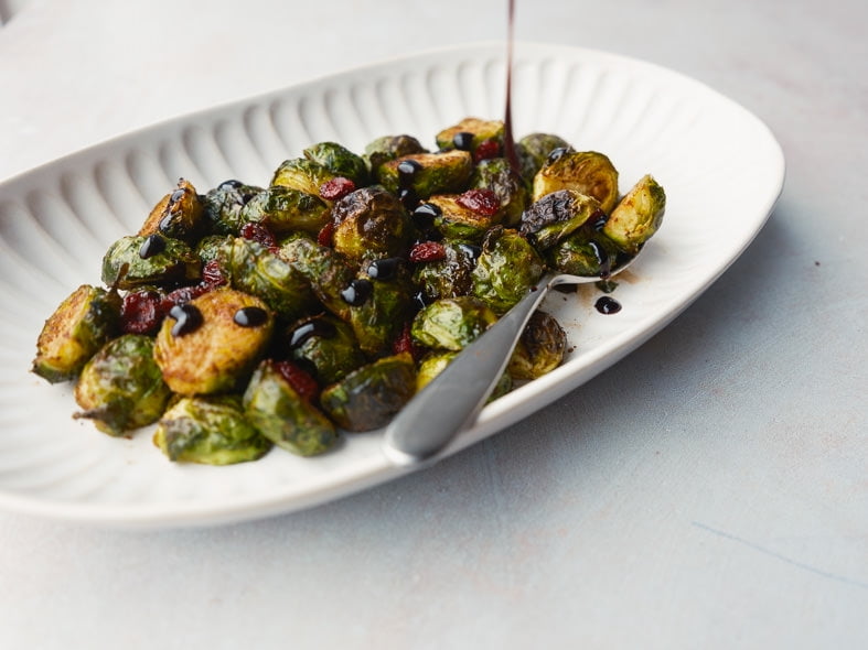 Chili roasted Brussels sprouts with cranberries