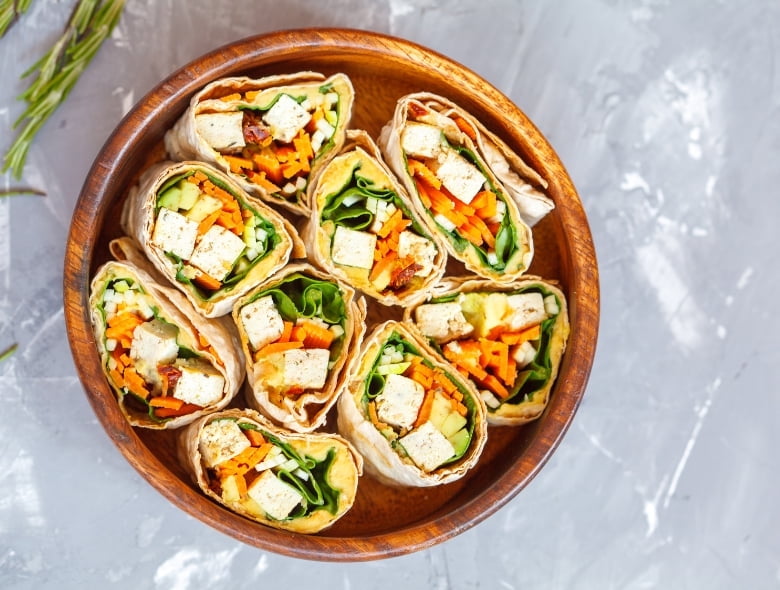 Tofu and avocado wrap