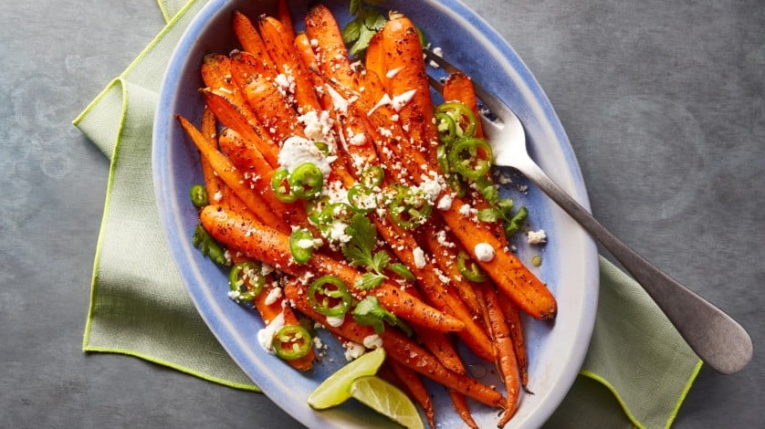 Elote-inspired roasted carrots 