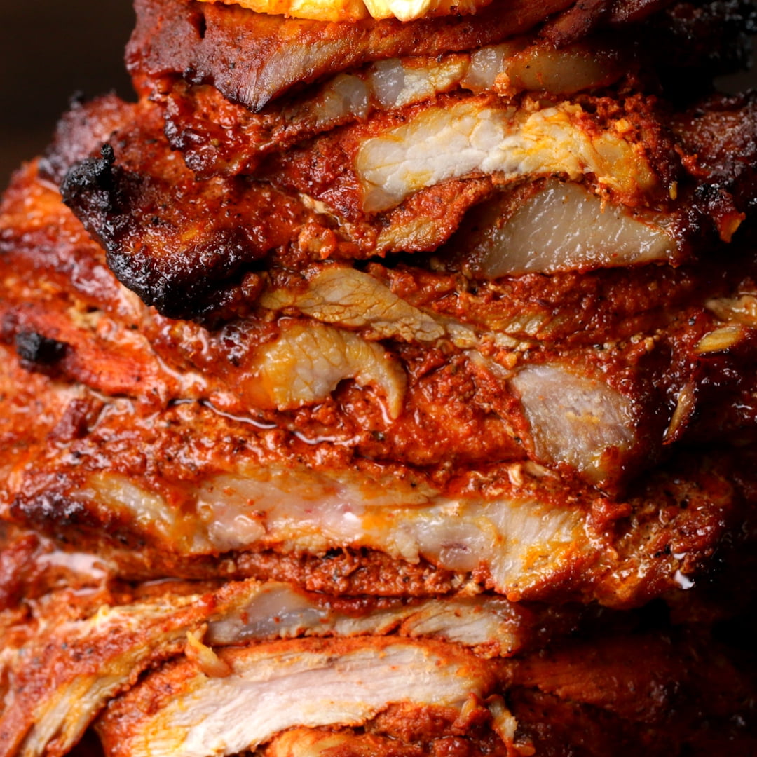 Mexican-style pork tacos (tacos al pastor)
