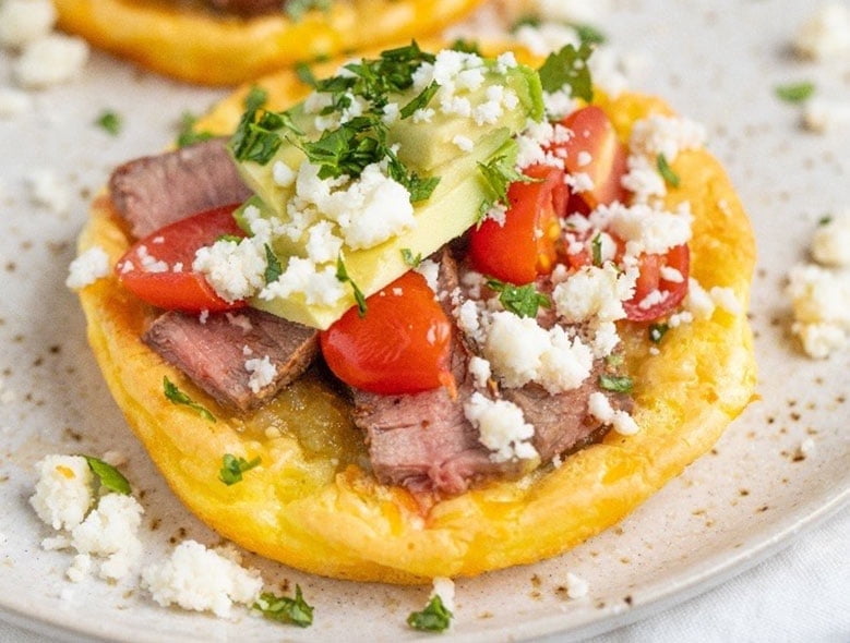 Grilled pepper steak tostada