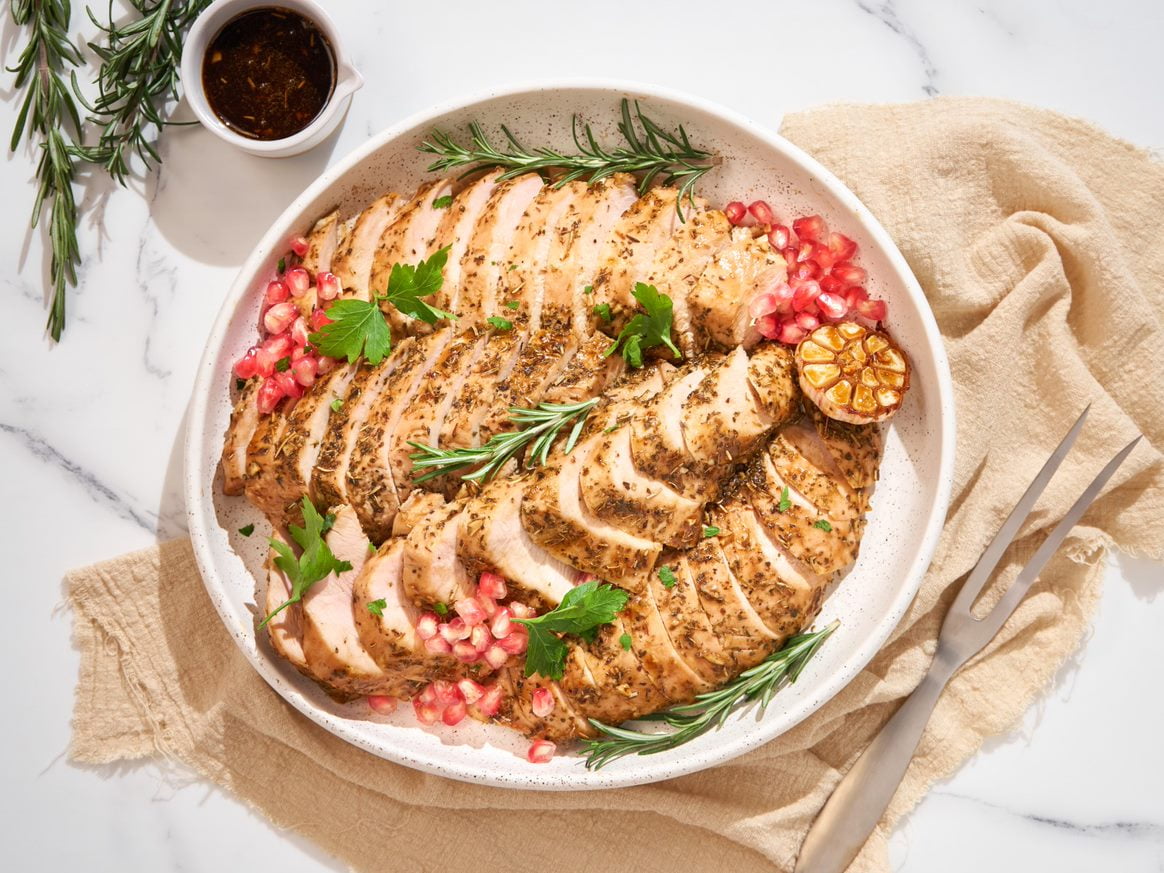 Oven-roasted turkey breast with mustard maple glaze Recipe