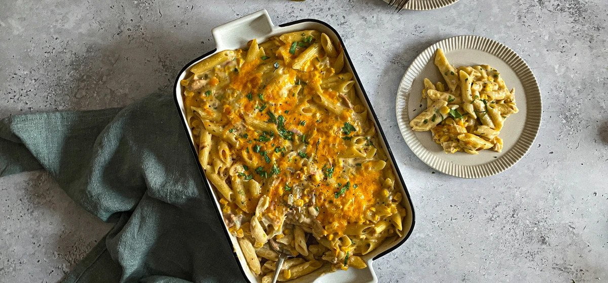 Tuna & sweet corn pasta bake Recipe
