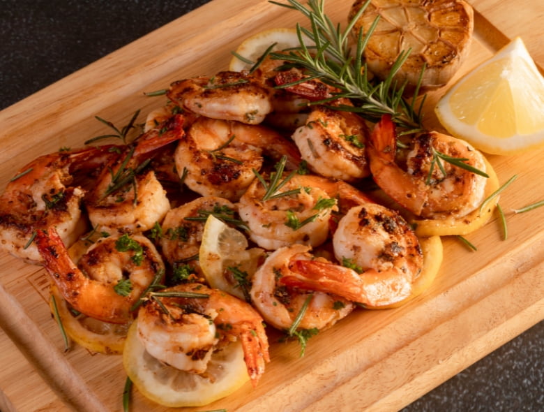 Lemon garlic shrimp skewers
