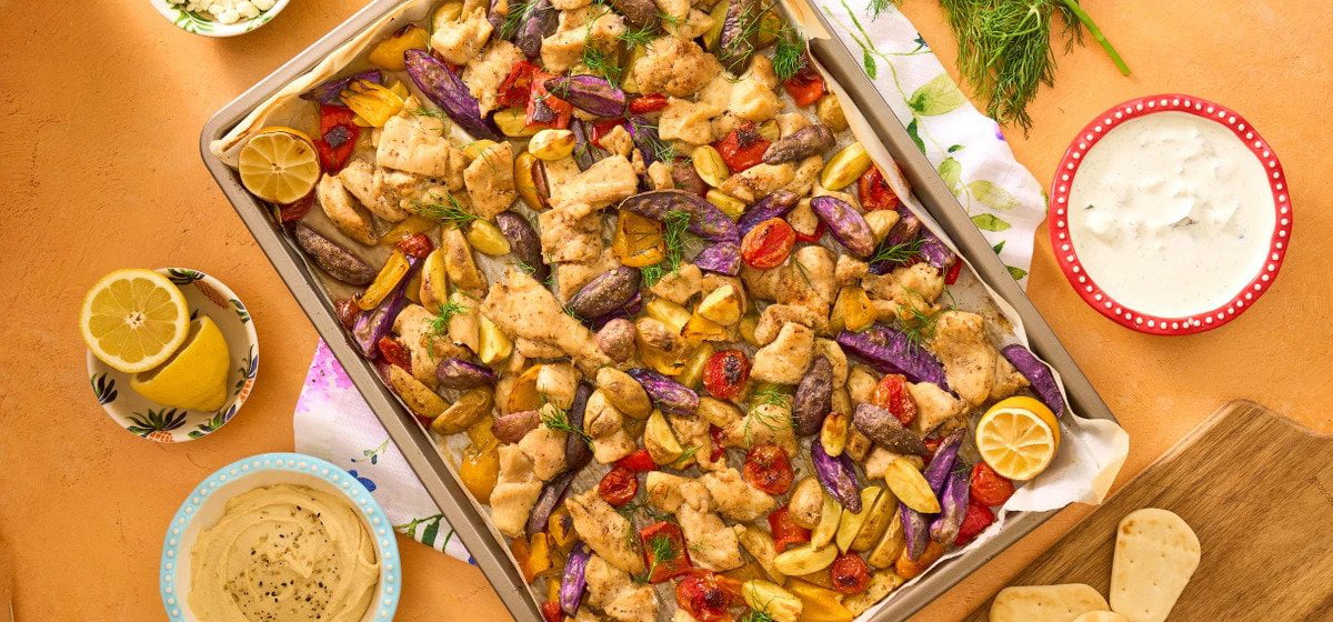Mediterranean-Inspired chicken sheet pan dinner