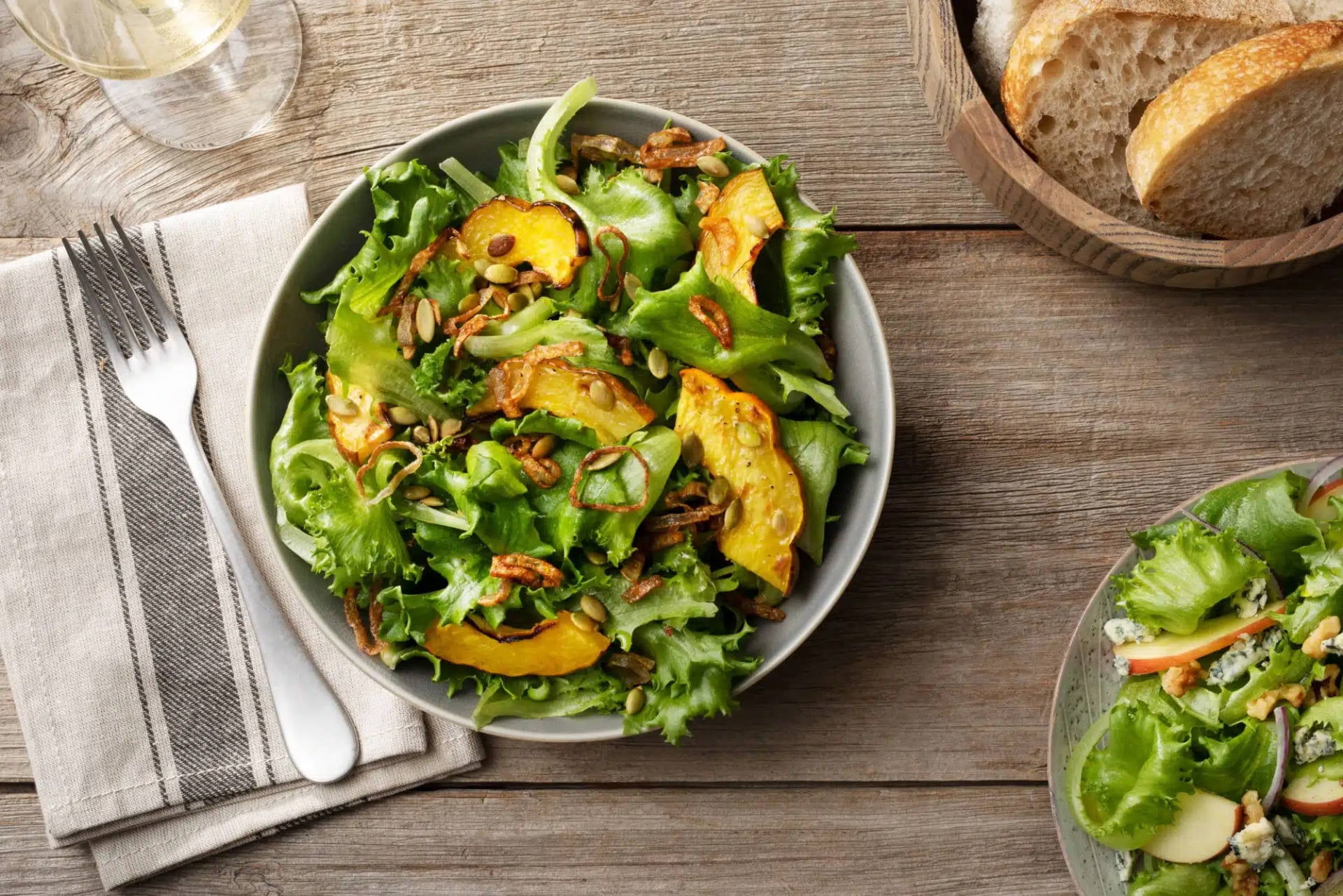 Roasted Squash with Crispy Shallots and Tahini Maple Dressing