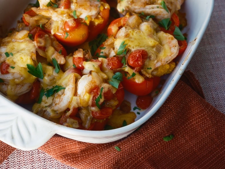 Shrimp and grits stuffed peppers