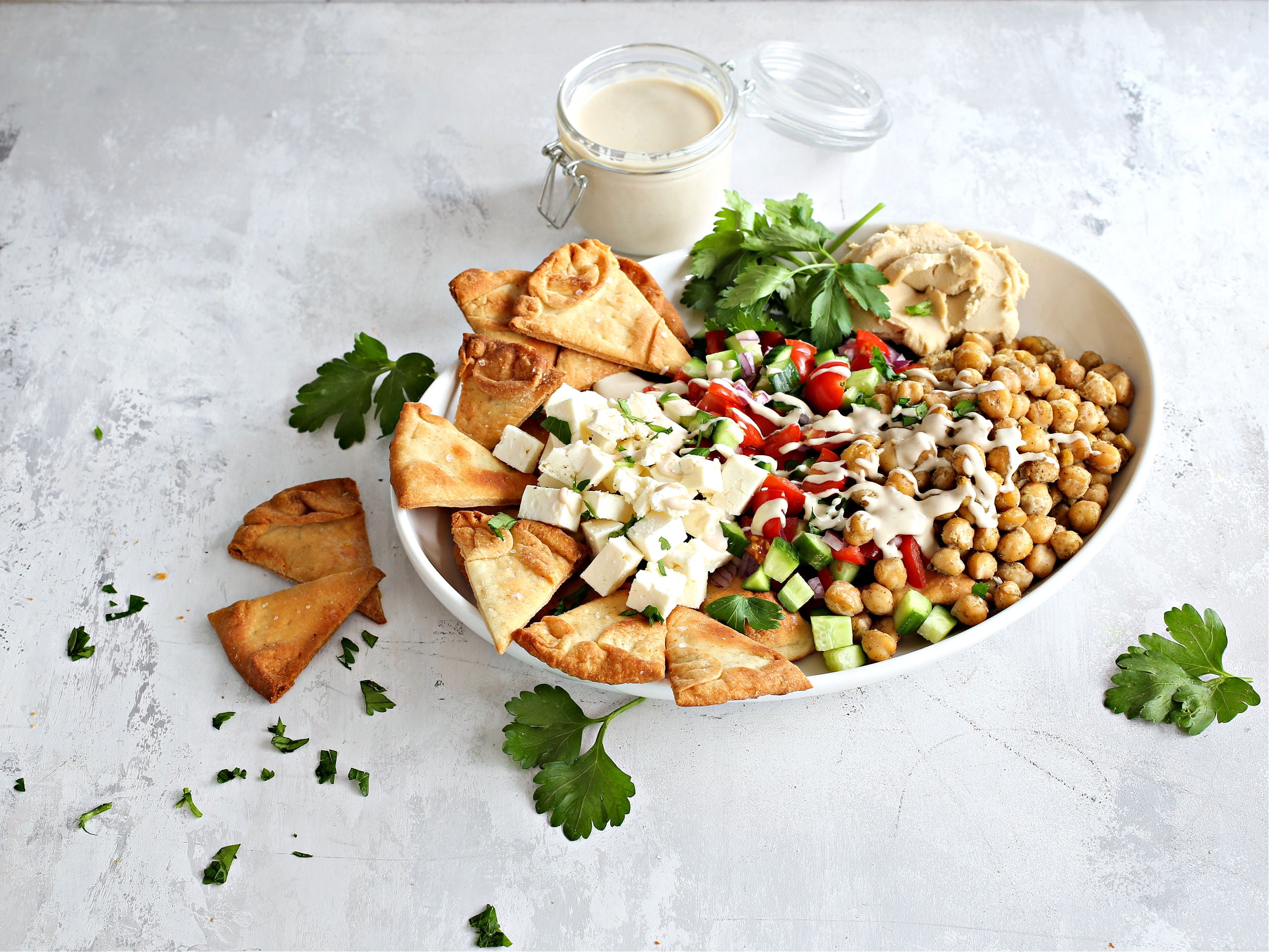 Mediterranean pita chip nachos Recipe