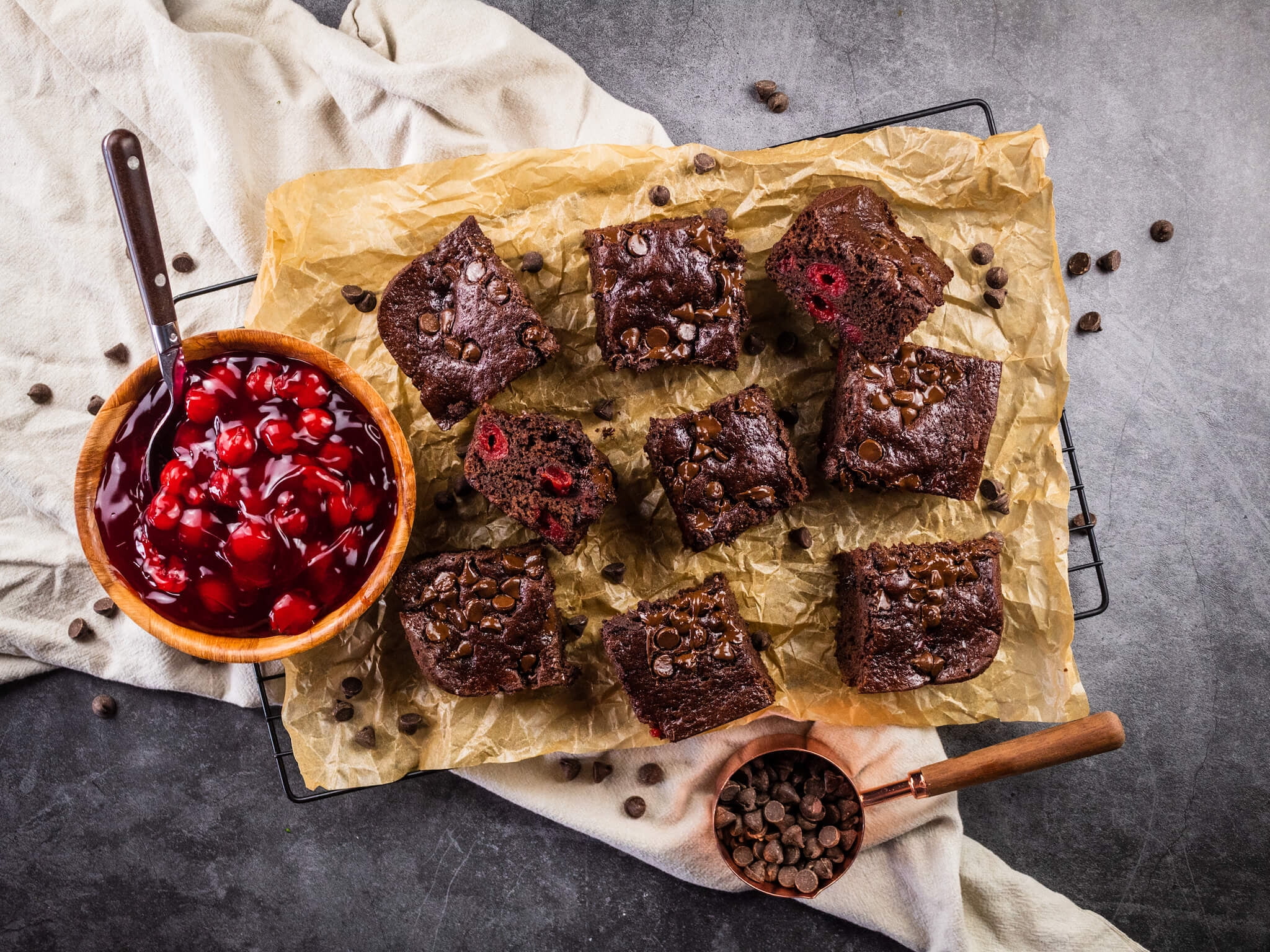 Double chocolate cherry brownies
