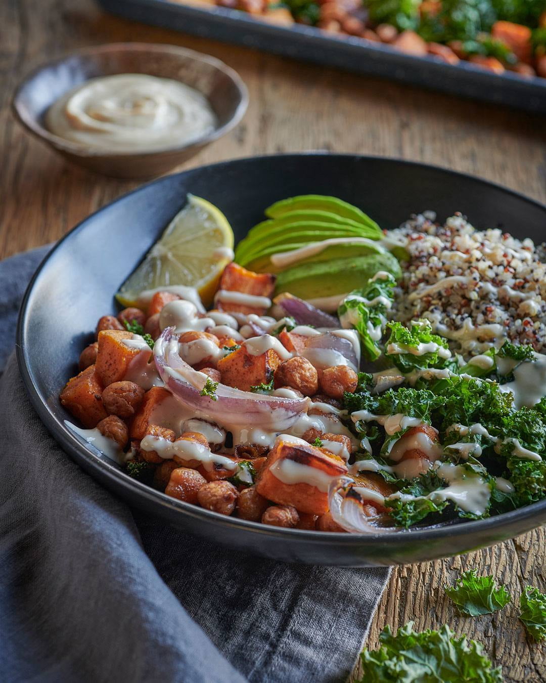 Sweet Potato & Chickpea Sheet Pan Buddha Bowl