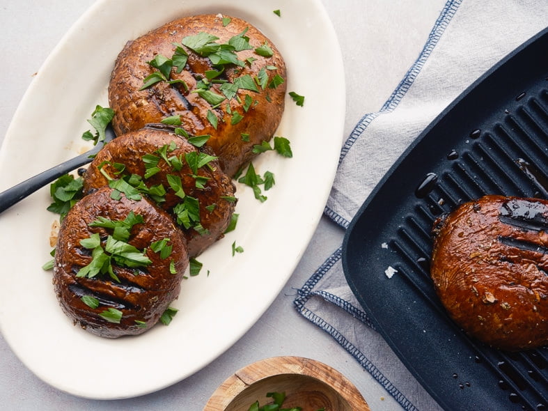 Balsamic glazed grilled portobello mushrooms