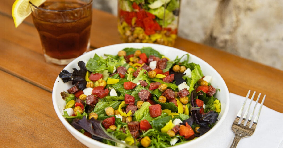 Tech Rost Microwave Italian Chopped Salad with Beef Sticks and Roasted Chickpeas Recipe ...